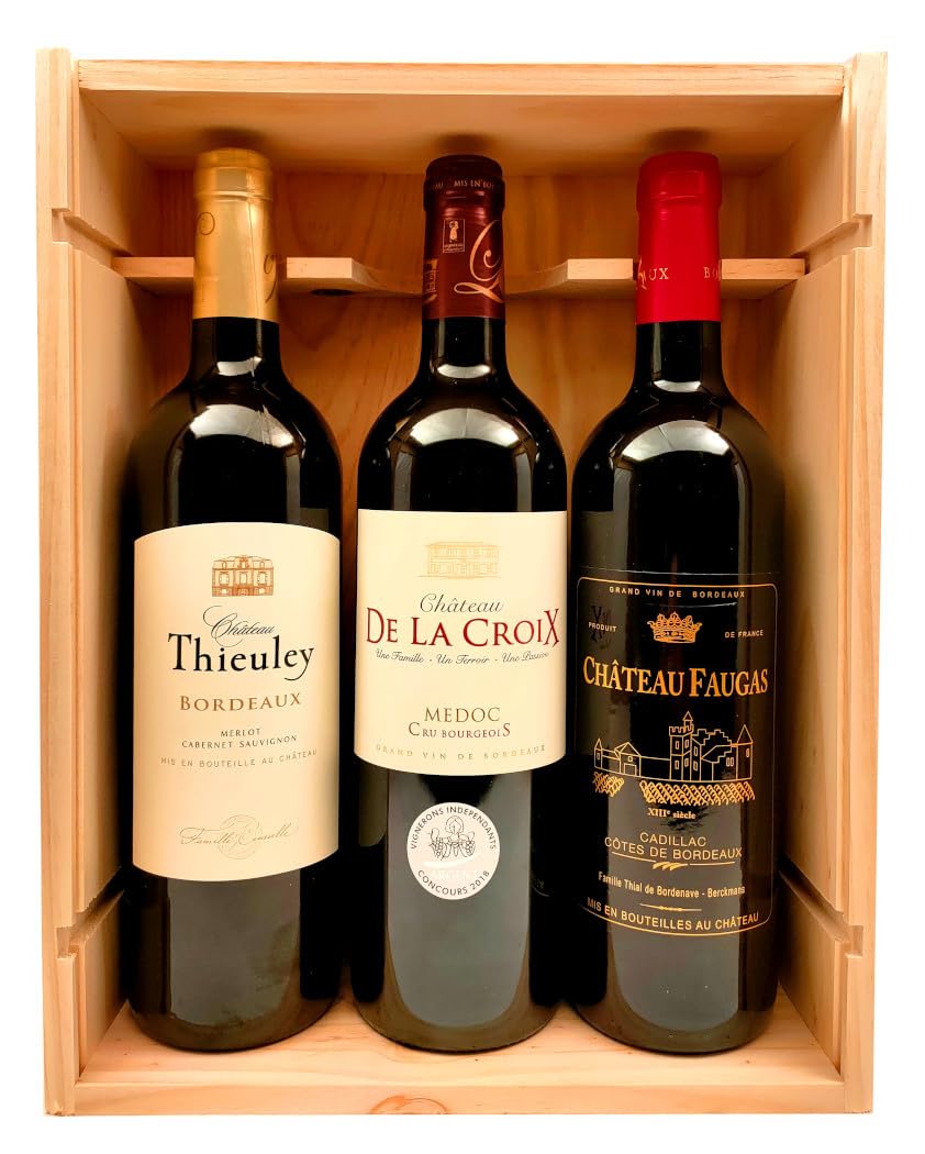 Coffret Grands Vins de Bordeaux - 1 Cru Bourgeois du Médoc 2017 + 1 Cadillac Côtes de Bordeaux 2020 + 1 Bordeaux 2018 !