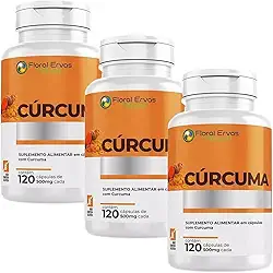 Kit 3x Cúrcuma Original 500mg com 120 Cápsulas de Curcumina Floral Ervas