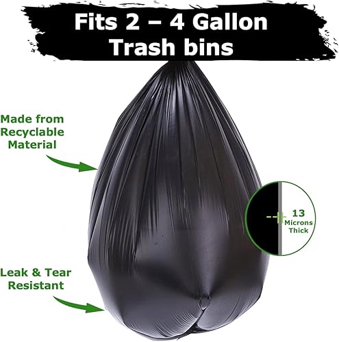 Miniatura 3 de Bolsas de basura de 4 galones (420 bolsas) pequeñas para baño, bolsas de basura de colores, paquete de 3 galones (420 unidades, 6 colores)
