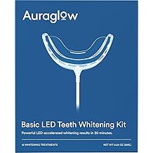 Auraglow Teeth Whitening Kit, Wired LED Accelerator Light, 35% Carbamide Peroxide Teeth Whitening Gel, 12 Whitening Treatments, Whitens up to 10 Shades in 7 Days