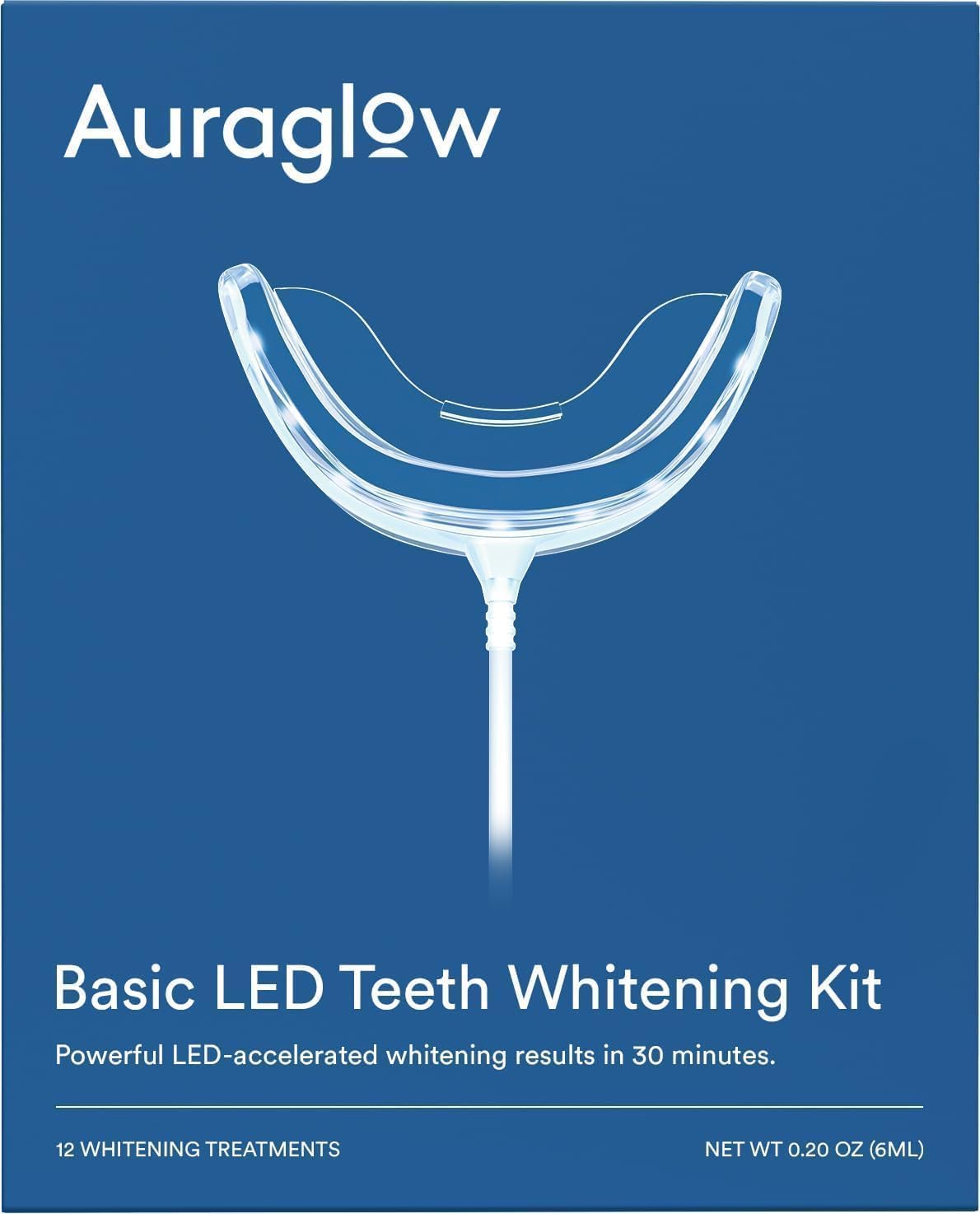 Auraglow Teeth Whitening Kit Wired LED Accelerator Light 35 Carbamide Peroxide Teeth Whitening Gel 12 Whitening Treatments Whitens