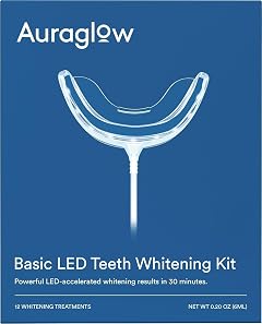 Auraglow Teeth Whitening Kit Wired LED Accelerator Light 35 Carbamide Peroxide Teeth Whitening Gel 12 Whitening Treatments Whitens