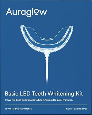 Auraglow Teeth Whitening Kit Wired LED Accelerator Light 35 Carbamide Peroxide Teeth Whitening Gel 12 Whitening Treatments Whitens