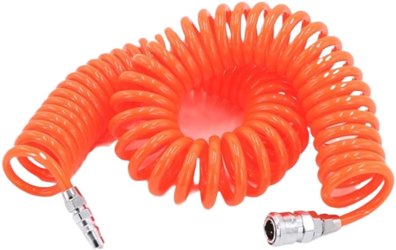 Spirala pneumatyczna, PU High Pressure Telescopic Spiral Compressor Hose With Joint Orange 6-15M(Pu12x8,15M)