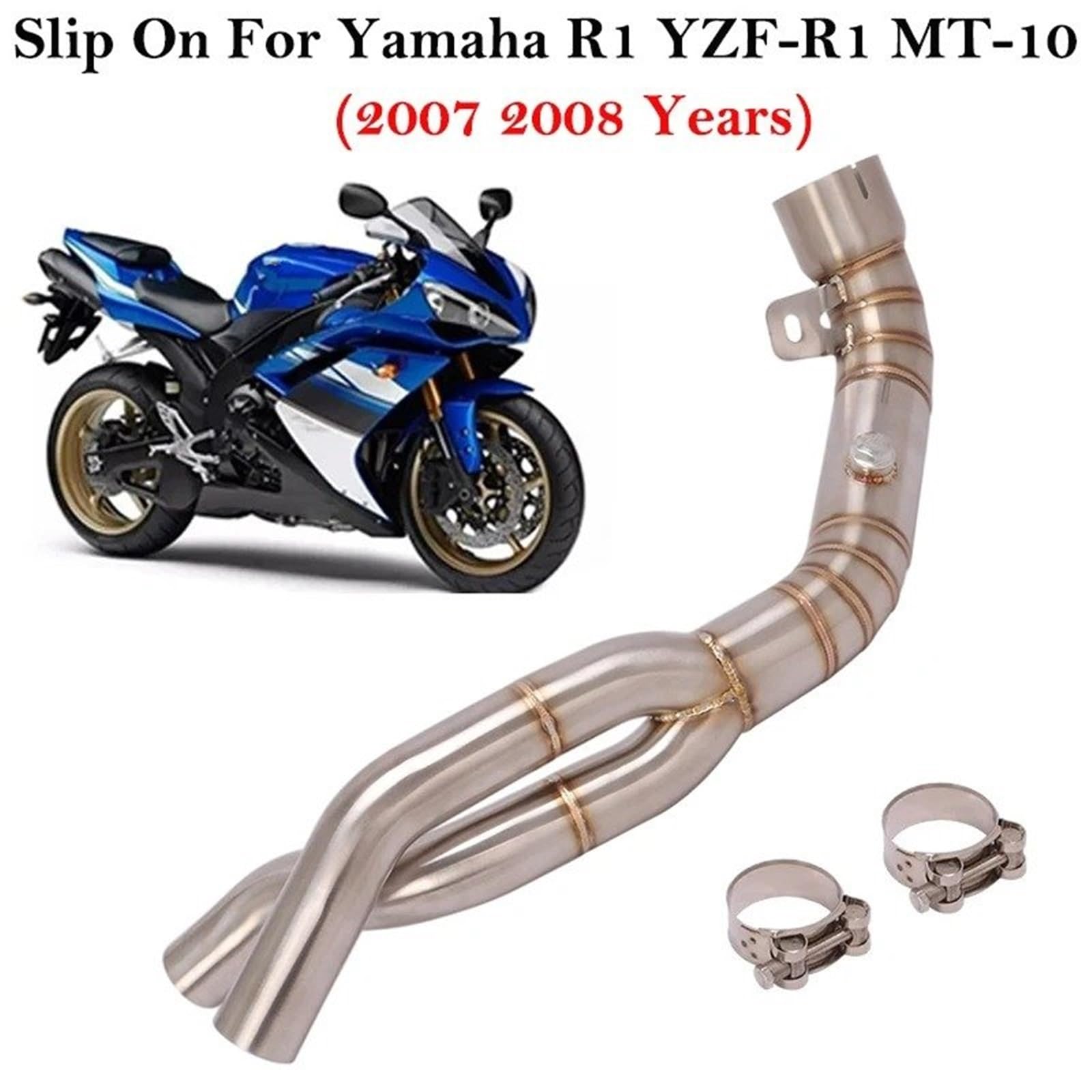 Slip Per YZF Per R1 2007 2008 Moto Di Scarico Fuga Moto Modificare Tubo Centrale Centrale di Collegamento Tubo Collegare Silenziatore Originale Tubo di scarico moto