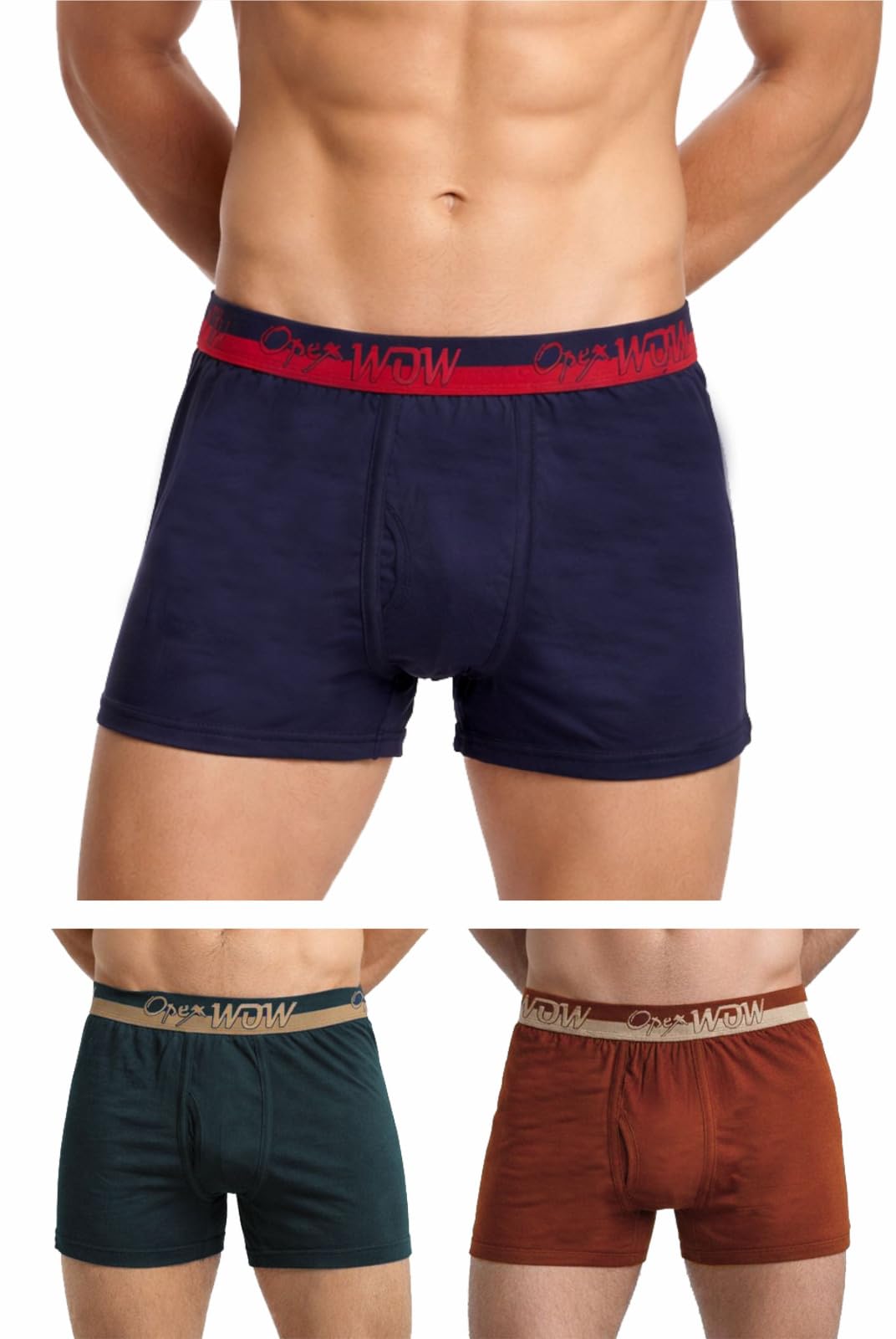 opex Men’s Cotton Solid Wow Long Trunks Pack of 3 | Regular Fit Super Combed Fabric | Ultra‑Soft Boxer Shorts with Comfortable Elastic Waistband-picture-40
