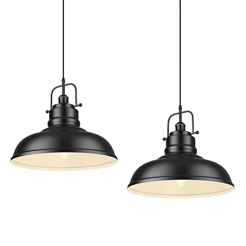zeyu Black Pendant Lighting, 2 Pack Hanging Kitchen Lights, 1-Light