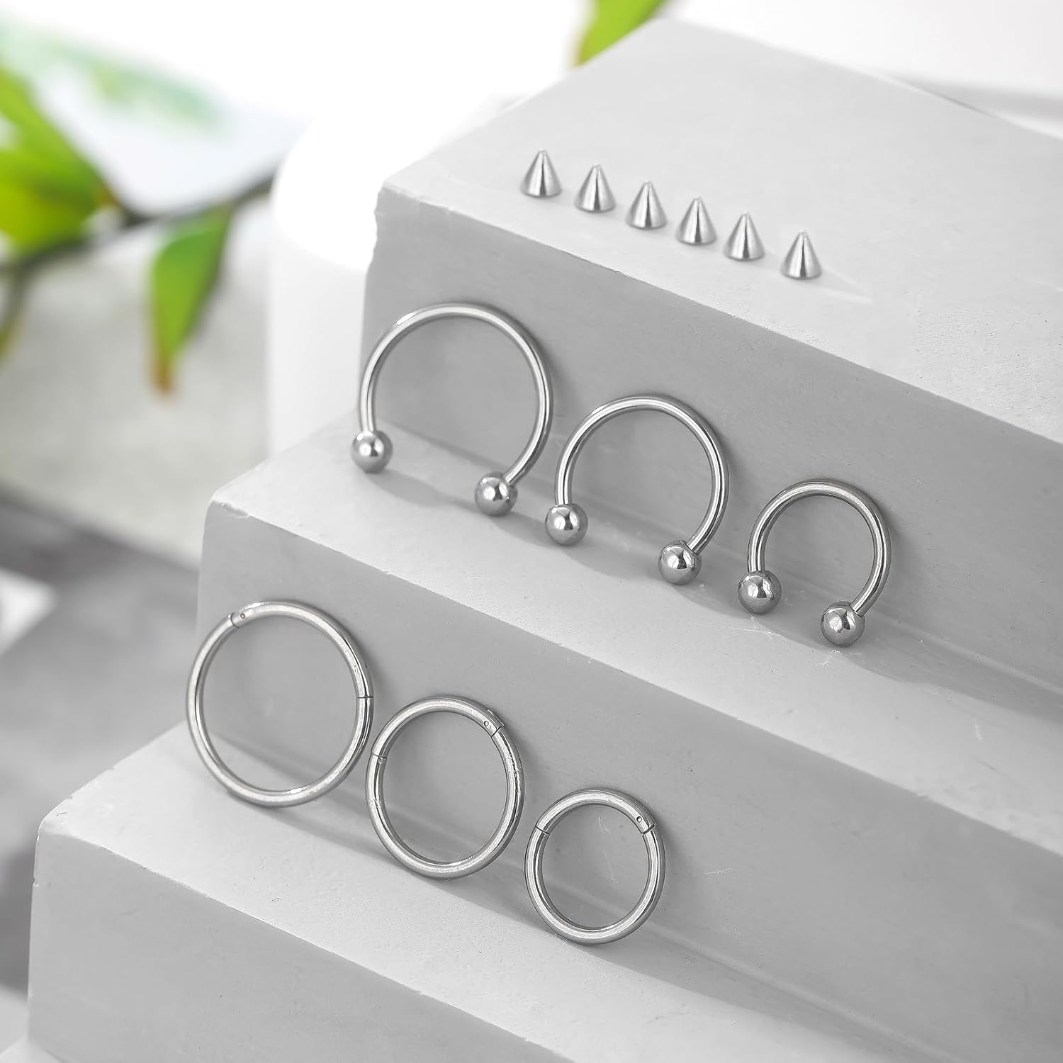 Aumeo 6PCS Nose Septum Ring 16G 18G Surgical Steel Nose Piercing Jewelry 8mm 10mm 12mm Horseshoe Septum Rings Lip Earring Eyebrow Hoop Rings Silver Gold Black - Image 6