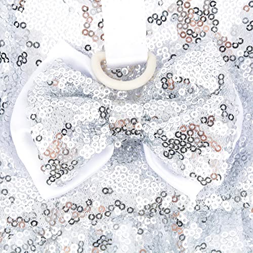 Zunea Bling Sequins Dog Harness Dresses For Small Dog Girl Summer Princess Dress With Bow Knot D-Ring Puppy Party Dress Birthday Wedding Costume Skirt Pet Clothes Outfit For Doggie Chihuahua Silver Xs #TOP2