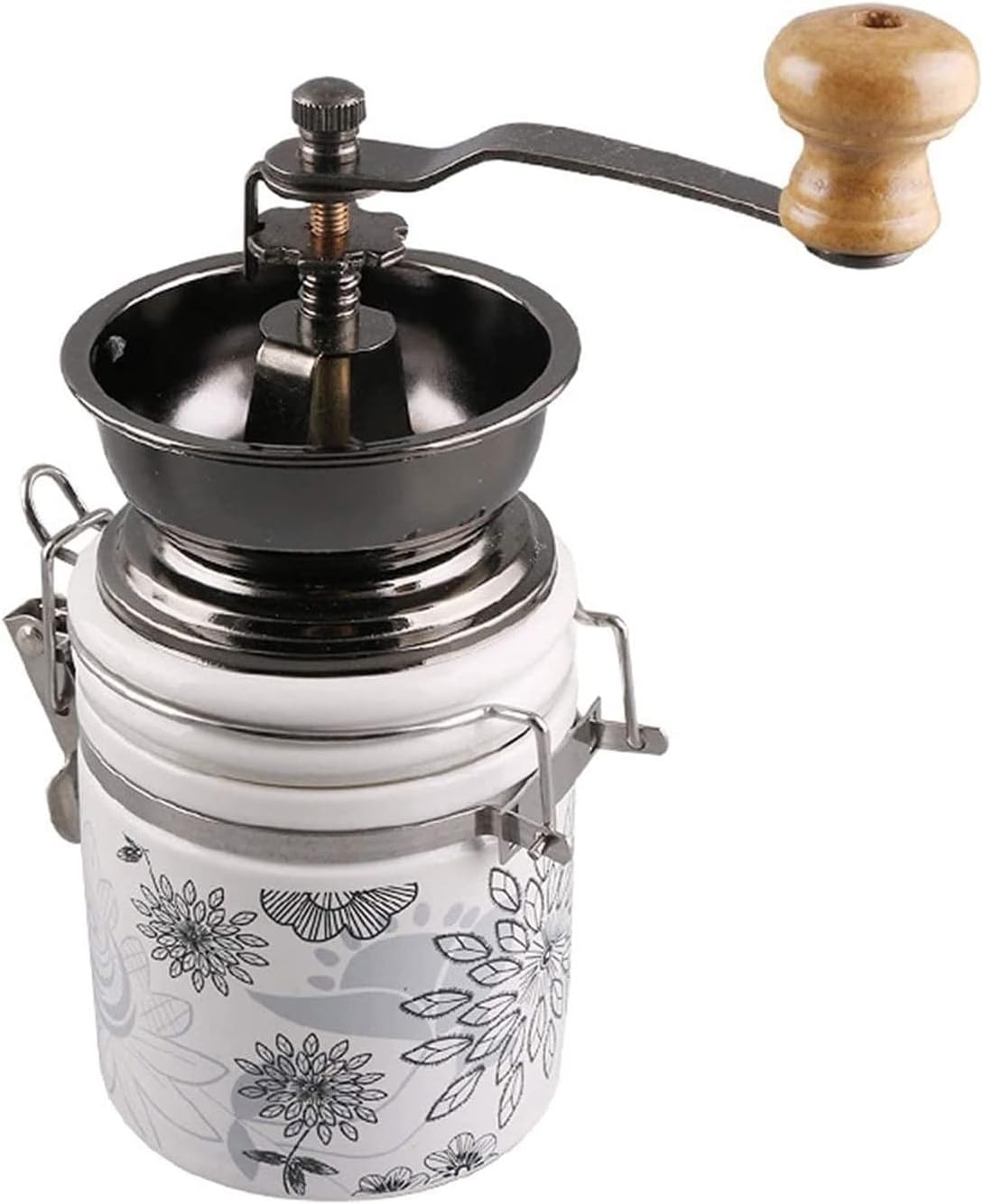 Manual Coffee Grinder Hand Portable Bean Mill Stainless Steel Handle Ceramic Burr Assembly for Travel Portable Espresso Machine