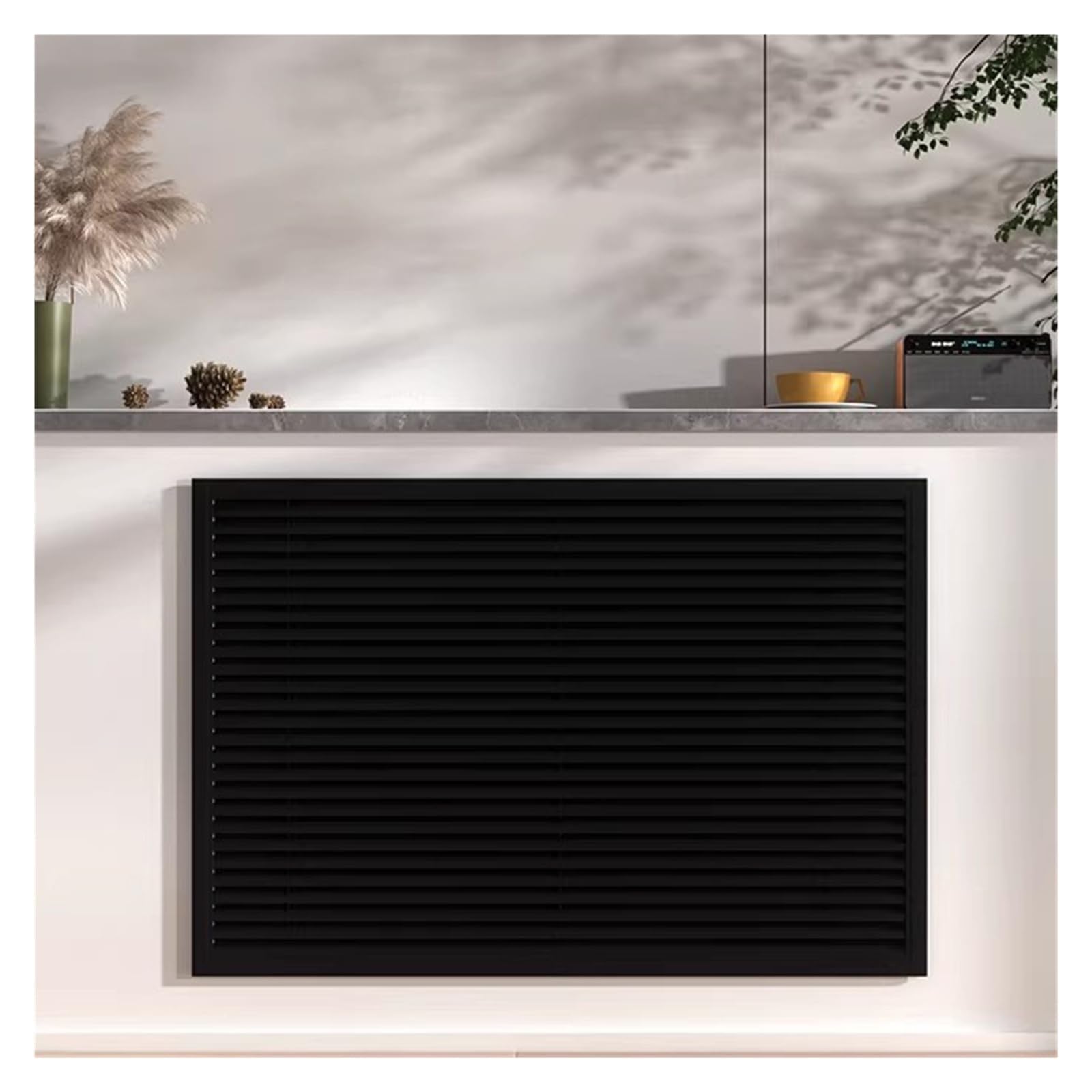 Rejilla de Retorno de Aire de Aluminio Negro - 400x400 mm. Cubierta de ventilación Decorativa para baño, Cocina, Armario y ático - Repuesto de Placa de Rejilla de ventilación metálica.