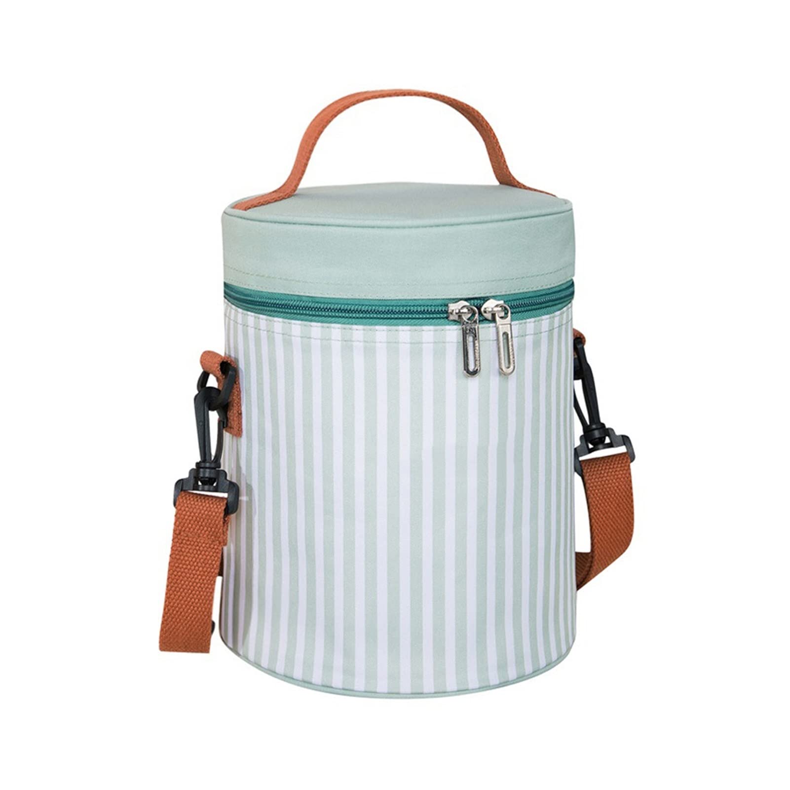 Sac à lunch isotherme cylindrique à rayures grand format pour repas