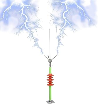 Lightning Rod, Insulated Lightning Protection System Kit, Removable Lightning Arrester for House Roof,Fac