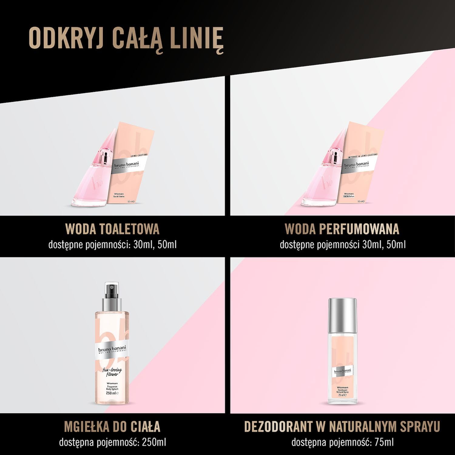bruno banani Woman - mgiełka do ciała dla kobiet, perfumy damskie, 250ml