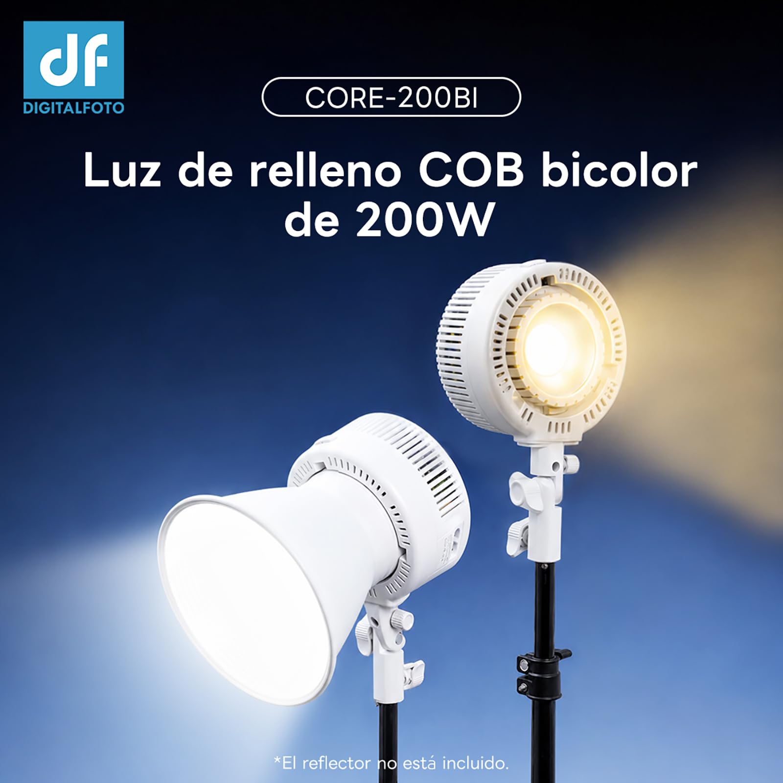 DF DIGITALFOTO Luz de video LED COB bicolor de 200 W, CRI 95+, 2700 K-6500 K, luz de relleno de fotografía regulable con soporte Bowens estándar, para retratos, fotografía de naturaleza muerta para