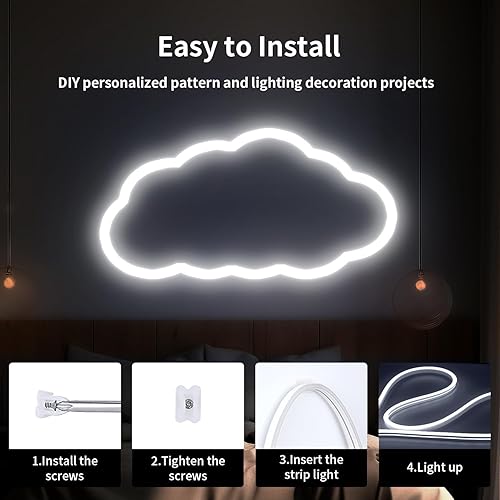 Miniatura 3 de iNextStation Tira de luz LED blanca de neón, 12 V, 16.4 pies, 16.4 ft, regulable, impermeable, flexible, de silicona, para decoración del hogar o el