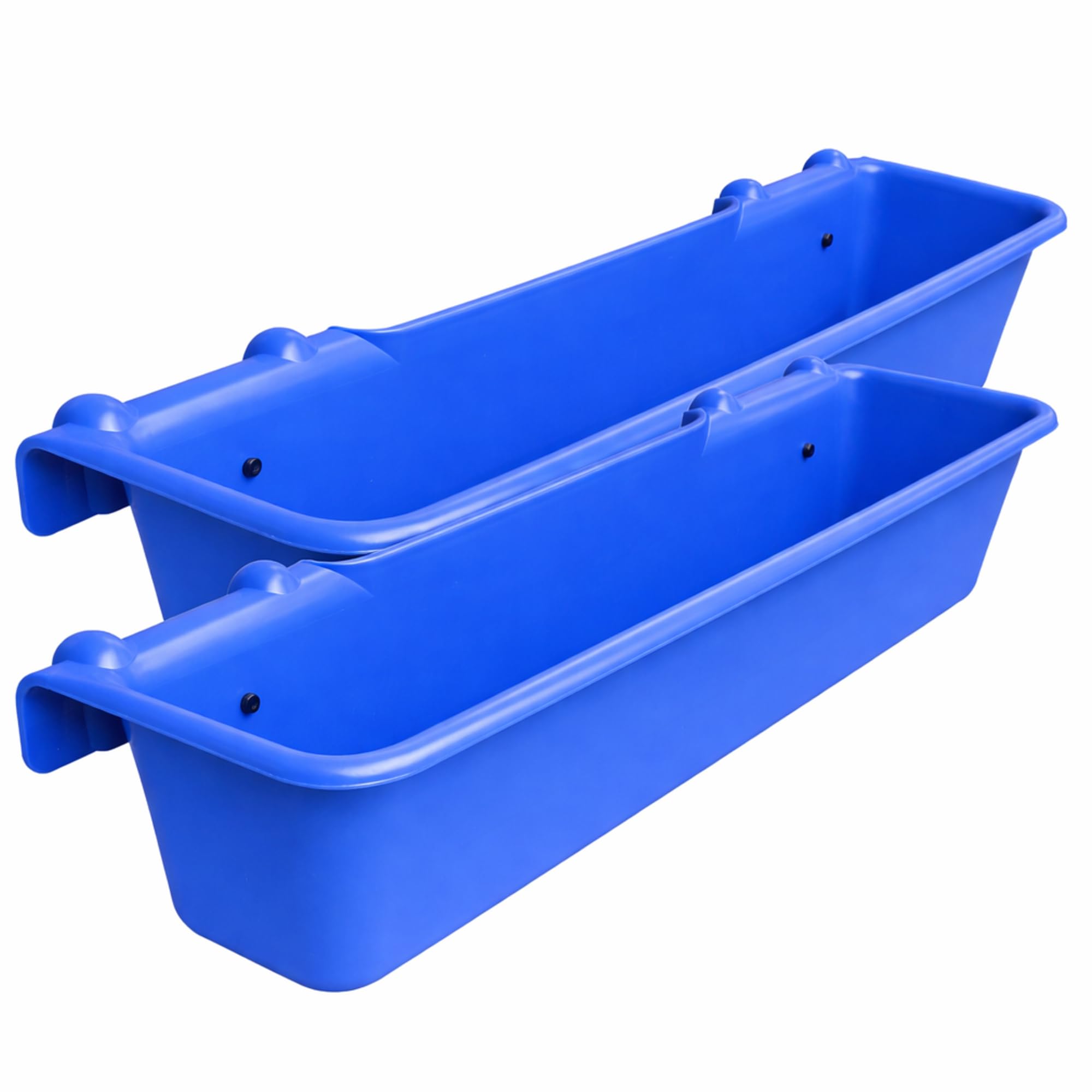 Hook Over Feeder Horse Cattle Goat Manger Mountable Livestock Feed Bucket Trough - Blue - 50 Litre - Pack of 2