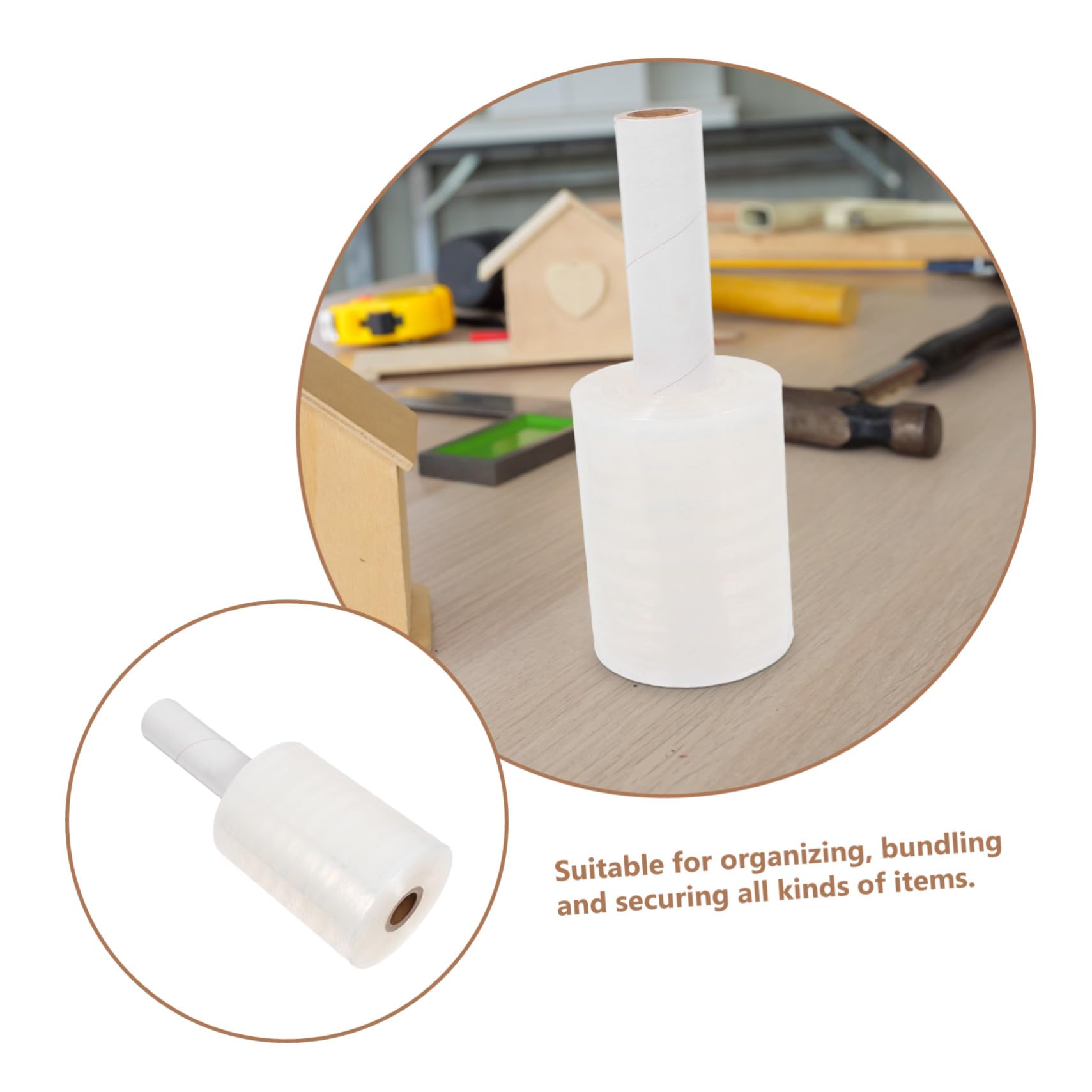 Gatuida Film Étirable avec Poignée Portable Transparent pour Emballage et Déménagement Film Stretch Wrap Robuste pour Protection Fixation et Stockage Sécurisés Objets