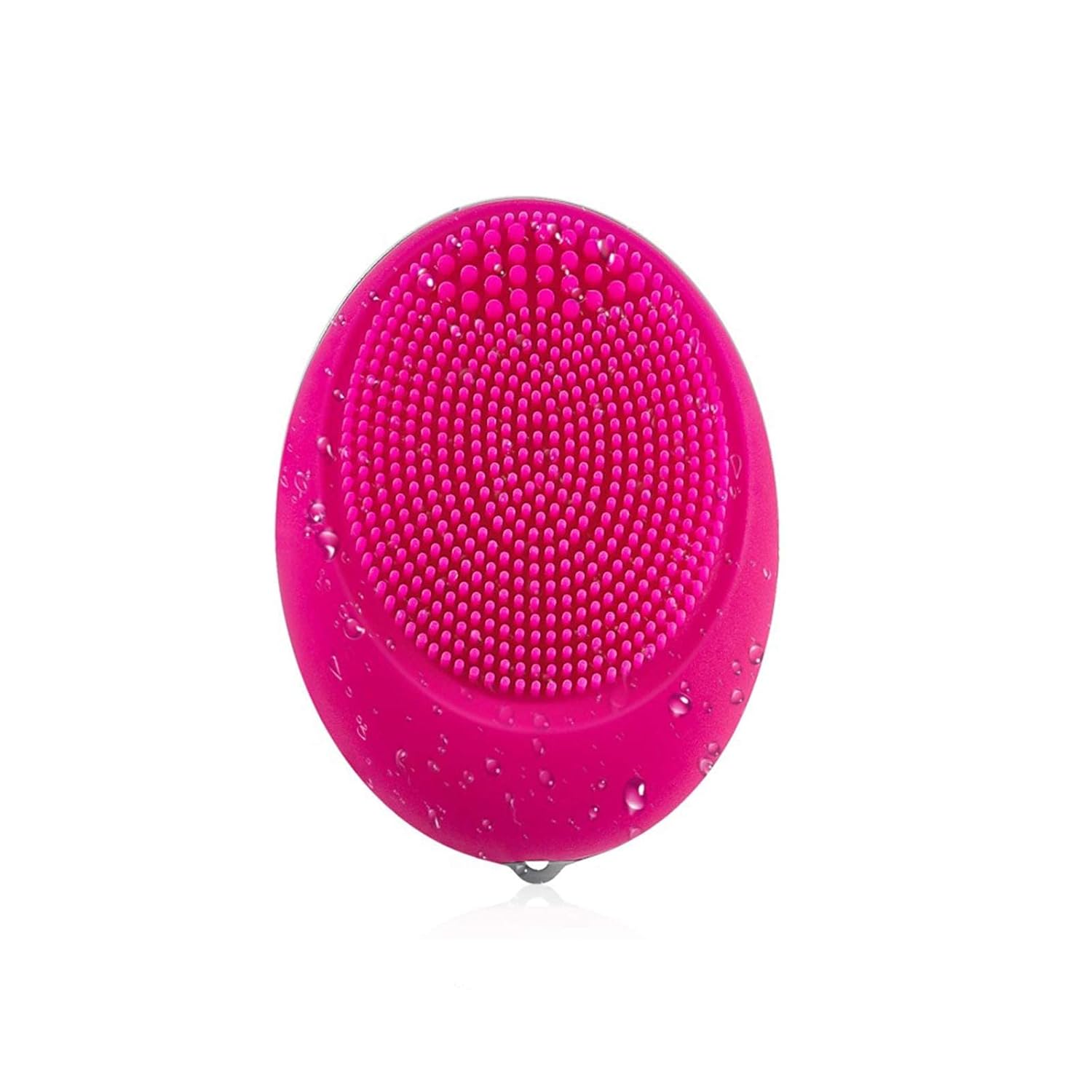 ZRO Sonic Facial Cleansing Brush Mini, Soft Silicone Egg-Sized Face Scrubber Brush Massager Waterproof Travel Size for Skin Gentle Exfoliation and Deep Cleansing, Not Rechargeable (Hot Pink)