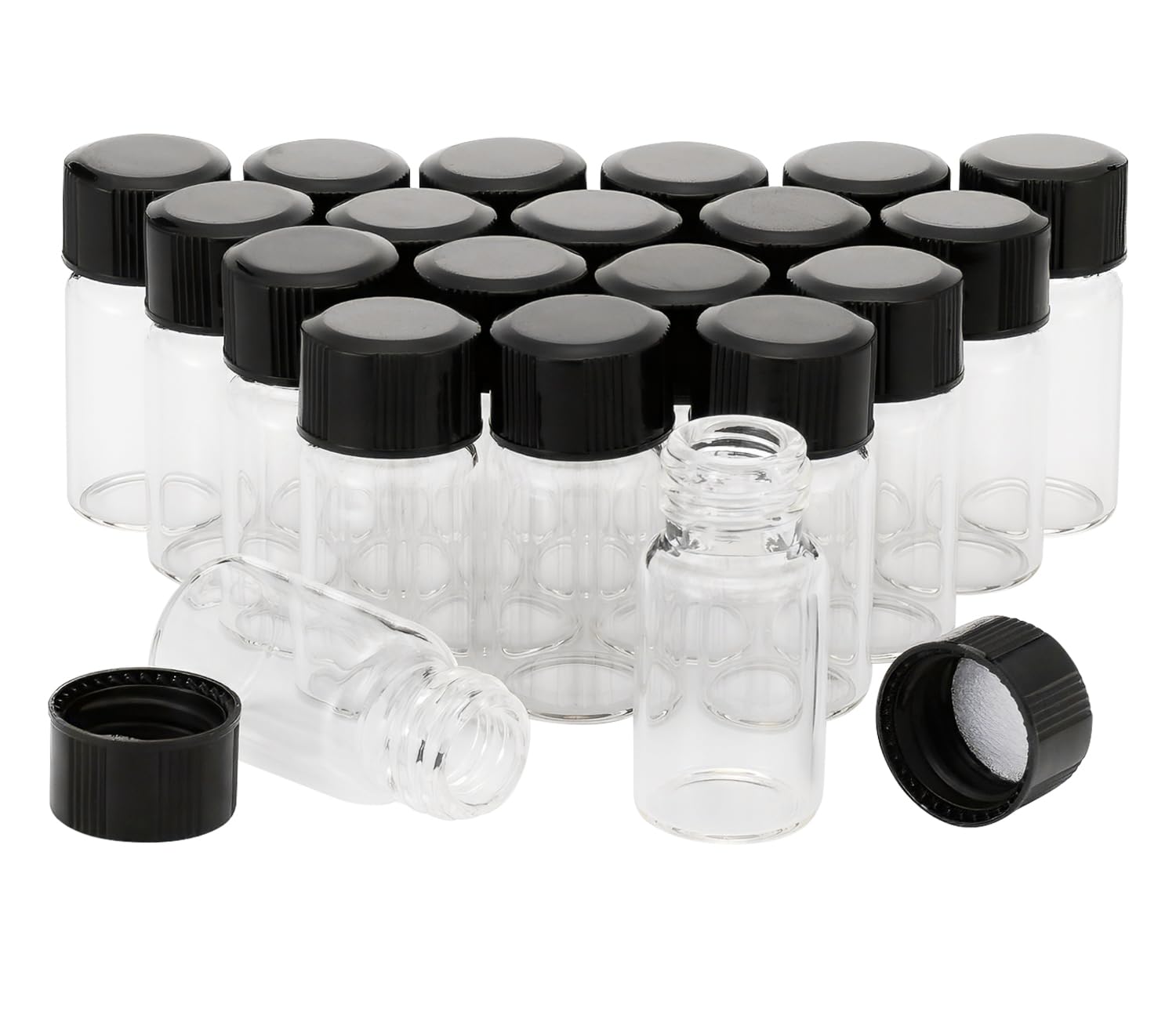 Pxyelec 20pcs 3ml Glass Bottles with Screw Cap Transparent Clear Empty Plastic Bottles Vials