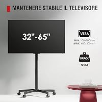 Stand TV mobil AOKCOS pentru ecrane de 32-65 inchi, înclinabil, cu înălțime reglabilă, montare pe podea, VESA max 400x400, susține până la 40 kg 8