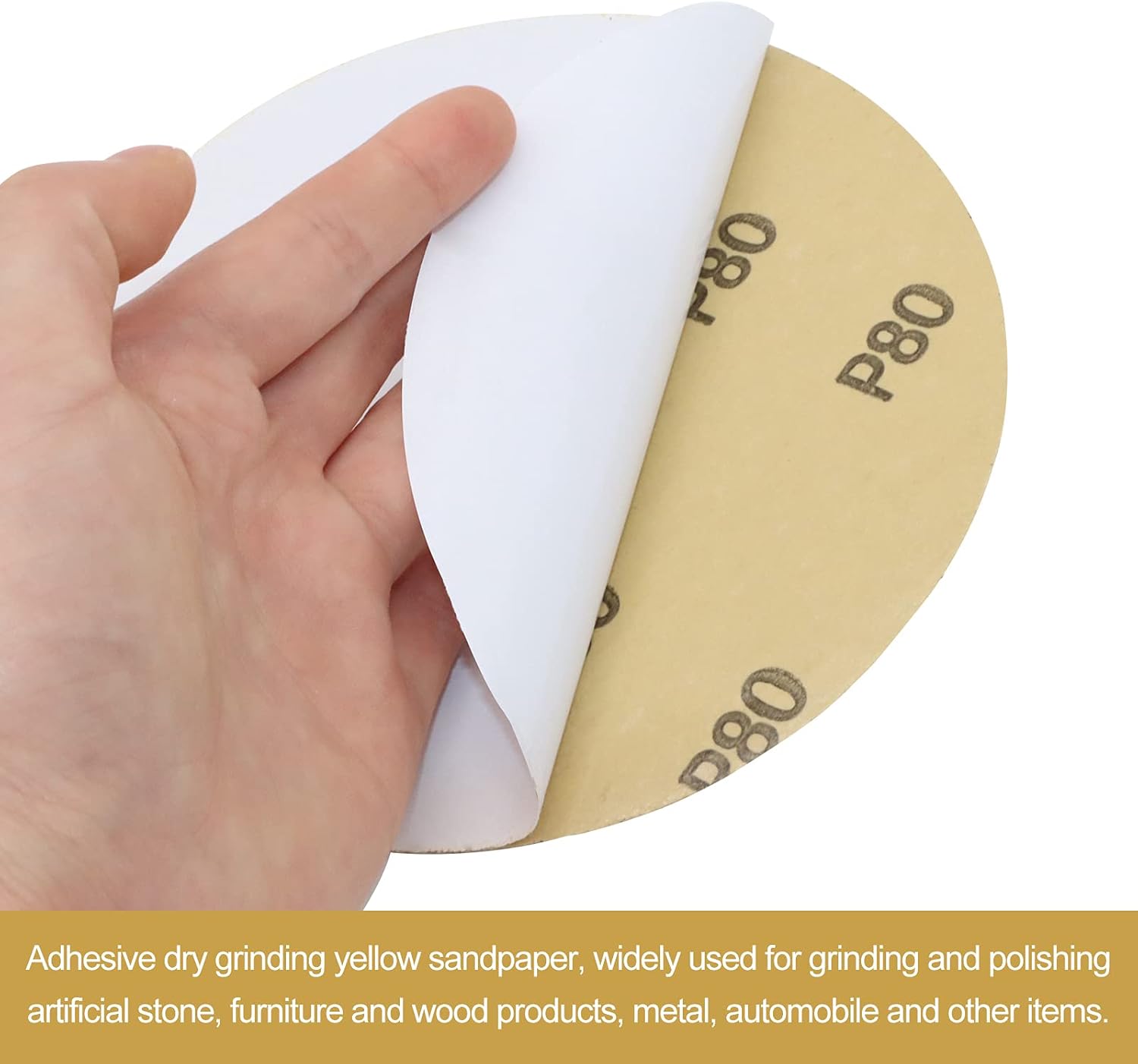 VIBRATITE 6 Inch Gold Sanding Discs PSA Self Adhesive Stickyback Sandpaper 80 Grit for Random Orbital Sander and DA Sander Finishing Discs for Automotive and Woodworking, 30 Pieces - - 
