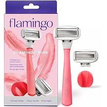 Flamingo 5-Blade Women's Razor - 1 Razor Handle + 2 Razor Blade Refills - Rose