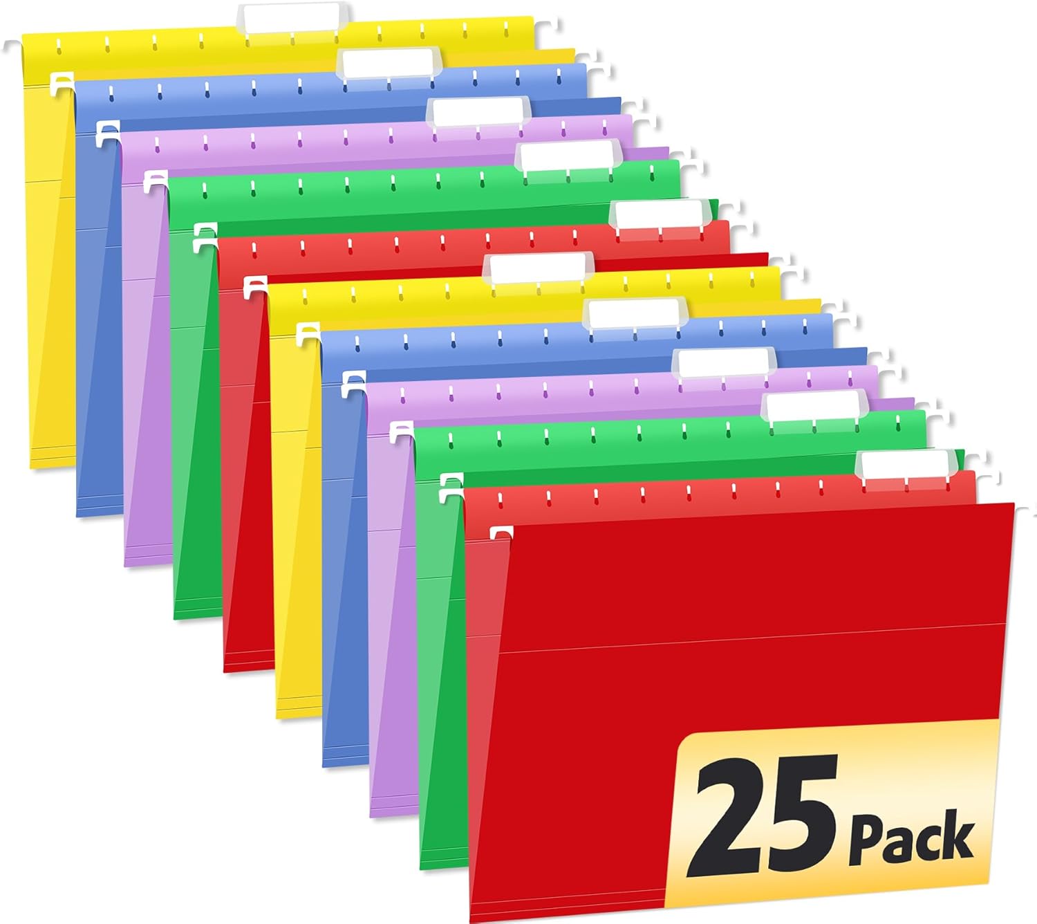 80 Pack Hanging File Folders, Colored Hanging File Folders Letter Size with 1/5 Cut Adjustable Tabs, File Cabinet Folders for Office, School, Home