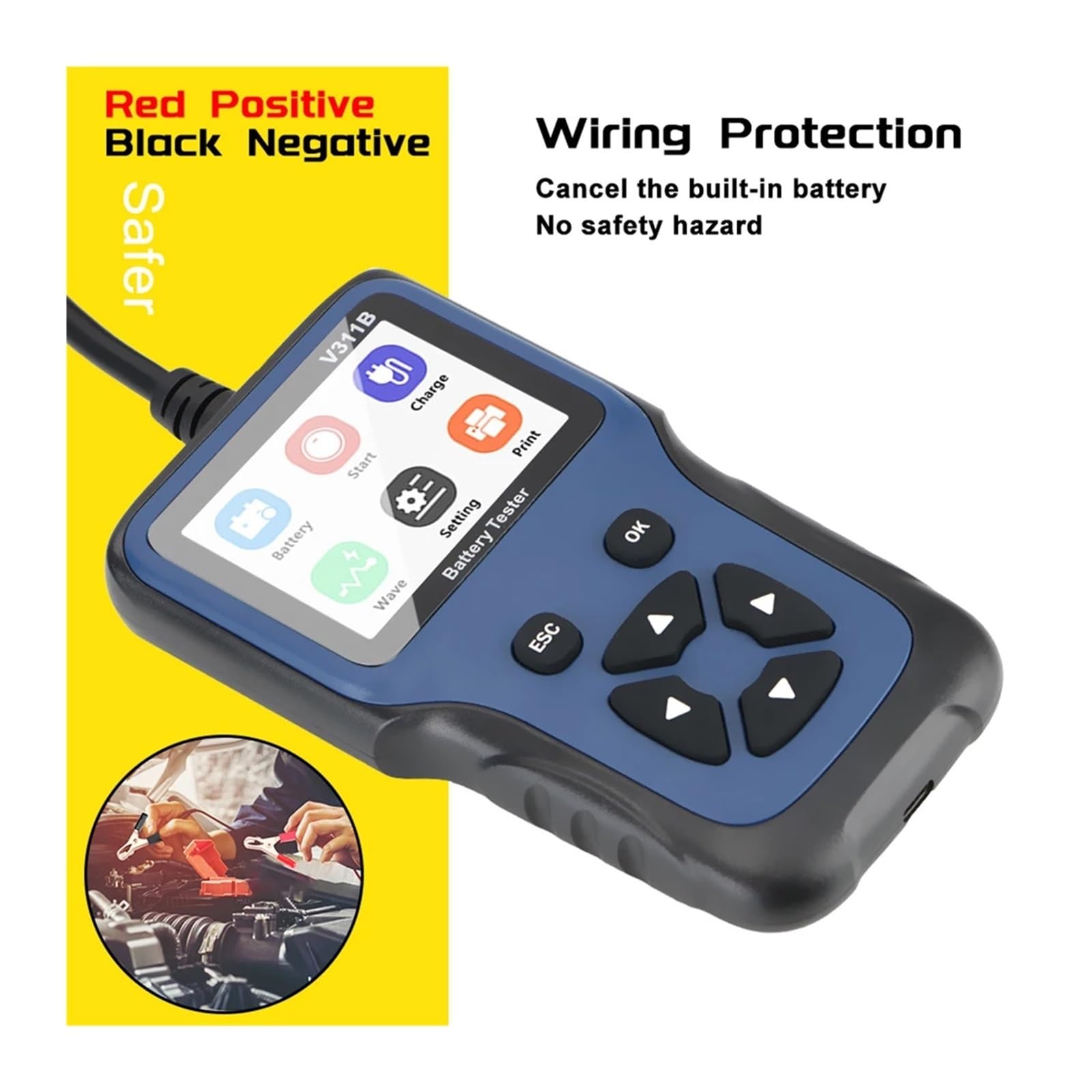 Comprobador de Baterias, Herramienta de diagnóstico automático, comprobador de cargador de batería de coche de 12 V, analizador de carga, herramientas de análisis de carga automotriz V311B