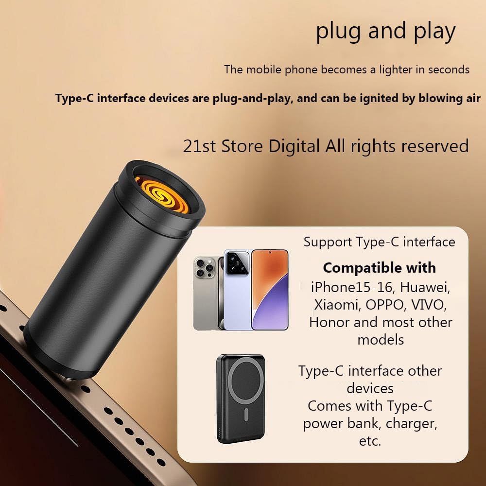 Tobo Electric Lighter, USB C Lighter, Windproof, Flameless, Men's Father Gift, Outdoor Indoor Decoration (Mini Version, Blue-Gray, Stainless Steel, Modern) TD-1481A 1