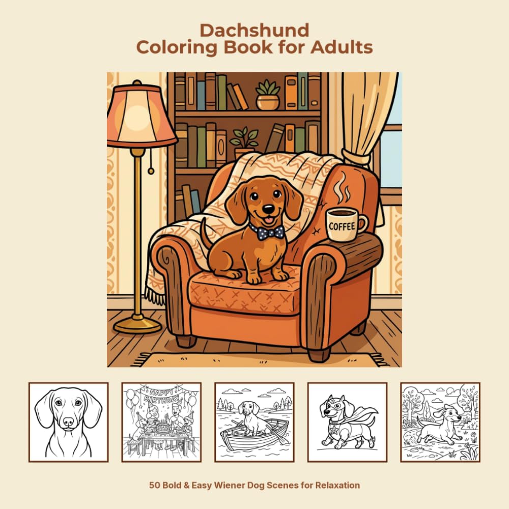 Doxie Life: Dachshund Coloring Book for Adults: 50 Bold & Easy Wiener Dog Scenes for Relaxation (Dog Lovers Coloring Collection)
