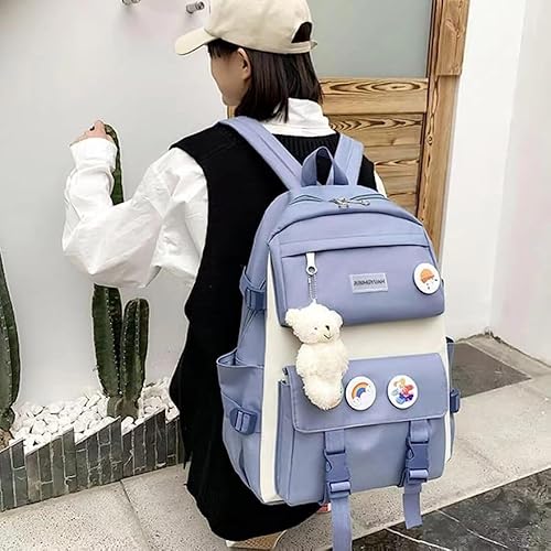 Miniatura 3 de Juego de 5 mochilas kawaii, bonita bolsa de libros estéticos de 15.6 pulgadas, mochila para computadora portátil, bolsa de libro universitaria,