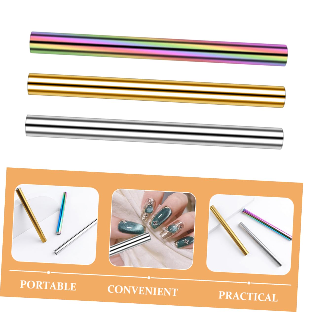 Healvian 6pezzi Magnet Stick Per Unghie Cat Eye Strumento Magnetico Per Manicure Inossidabile Design Cilindrico Per Effetti Unici Su Unghie Gel Professionale Per Nail Art