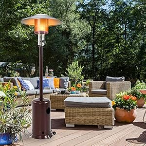Fdw outdoor patio heater tall standing hammered finish garden outdoor heater propane standing lp 41000btu csa certified gas steel waccessories bronze  urban country home decor
