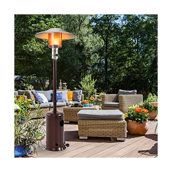 Fdw outdoor patio heater tall standing hammered finish garden outdoor heater propane standing lp 41000btu csa certified gas steel waccessories bronze  urban country home decor