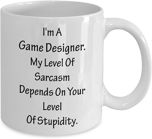 Miniatura 2 de Regalo divertido para diseñador de juegos, mi nivel de Sarcasm Depends – Taza de videojuegos, taza de café, taza de té, diseño inspirador, diseño de
