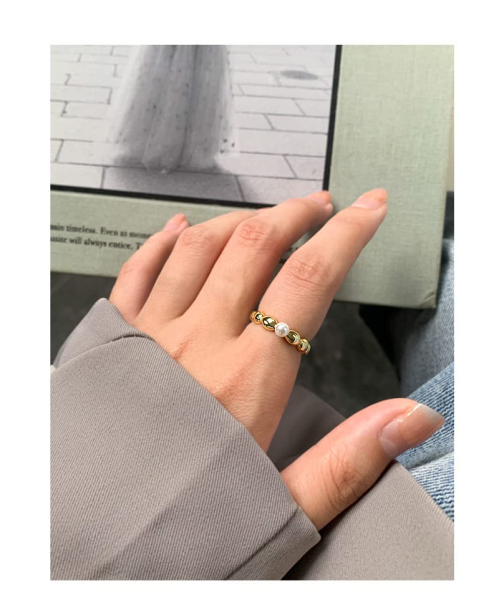 Anello In Argento 925 Da Donna,S925 Sterling Silver Perla Geometrica Anello Anelli Regolabili Minimalista Anello Aperto Argento Thumb Ring Eternity Ring Fascino Di Nozze Gioielli Regali Per Uomini R