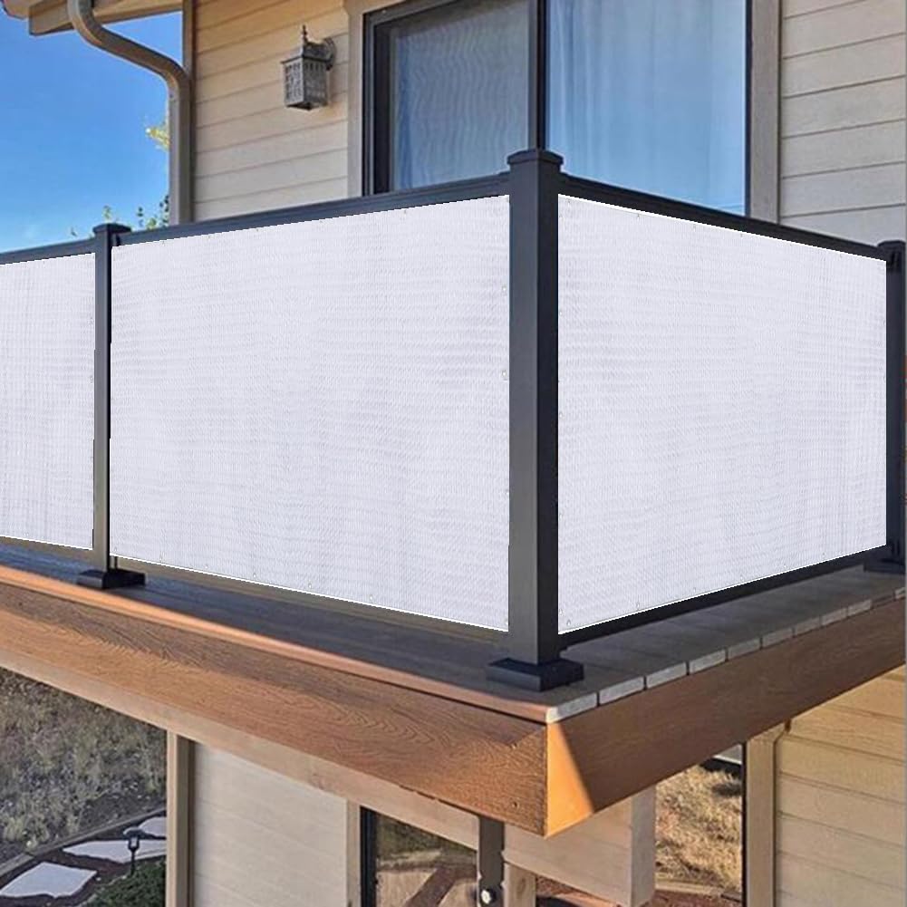 Brise-Vue pour Balcon Occultant et Respirant Toile Blanche pour Garde-Corps