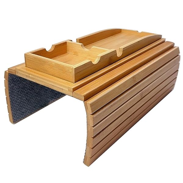 Couch Cup Holder | Couch Caddy with Detachable Couch Cup Holder Tray | Anti-Slip Foldable Sofa Table Tray - Cup Holder Tray for Drinks Cup Cellphone Remote Snacks by Generic - Image 2