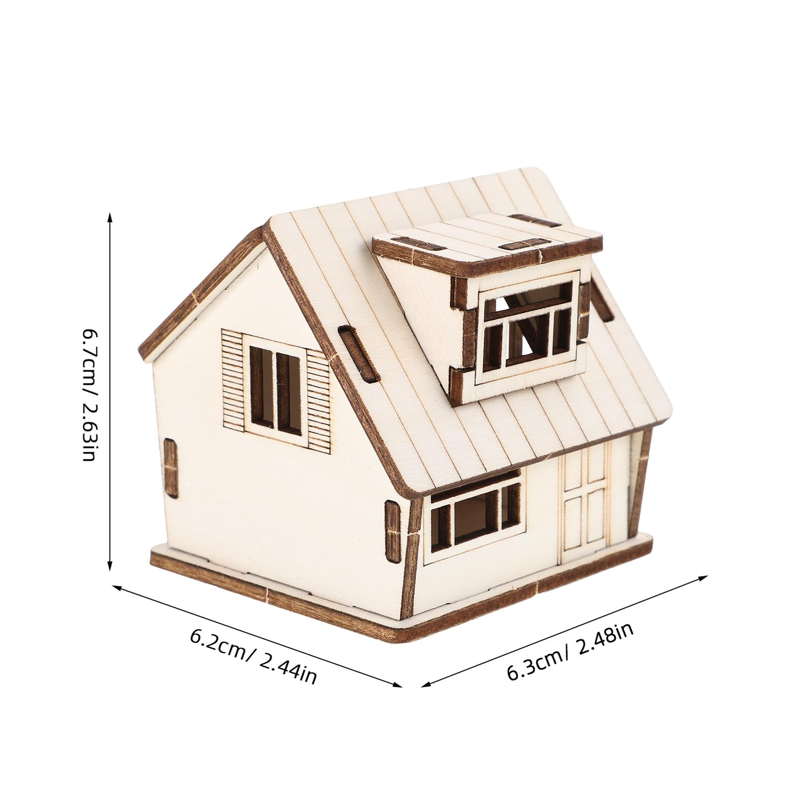 Modèle de Maison Miniature en Bois Beige, Scène Réaliste