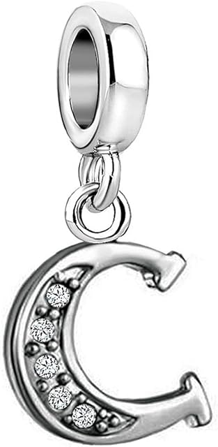 MiniJewelry Women A-Z Initial Letter Charms for Bracelets Necklaces Pendants Alphabet Dangle Name Sister Friendship BFF Crystal Clear CZ