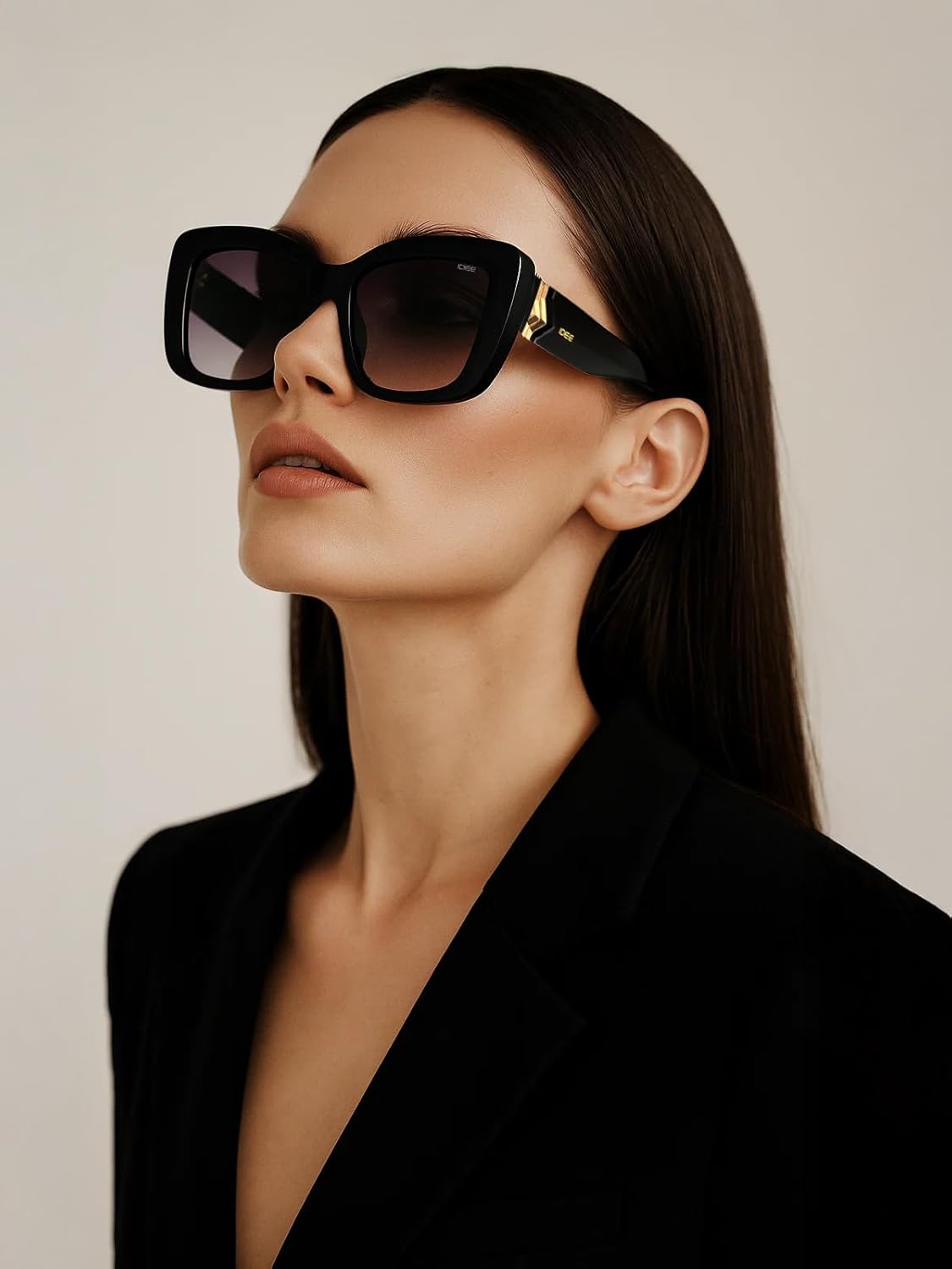 IDEE 100% UV Protected Gradient Full Rim Square Ladies Large Polycarbonate Frame Polycarbonate Lens Sunglasses