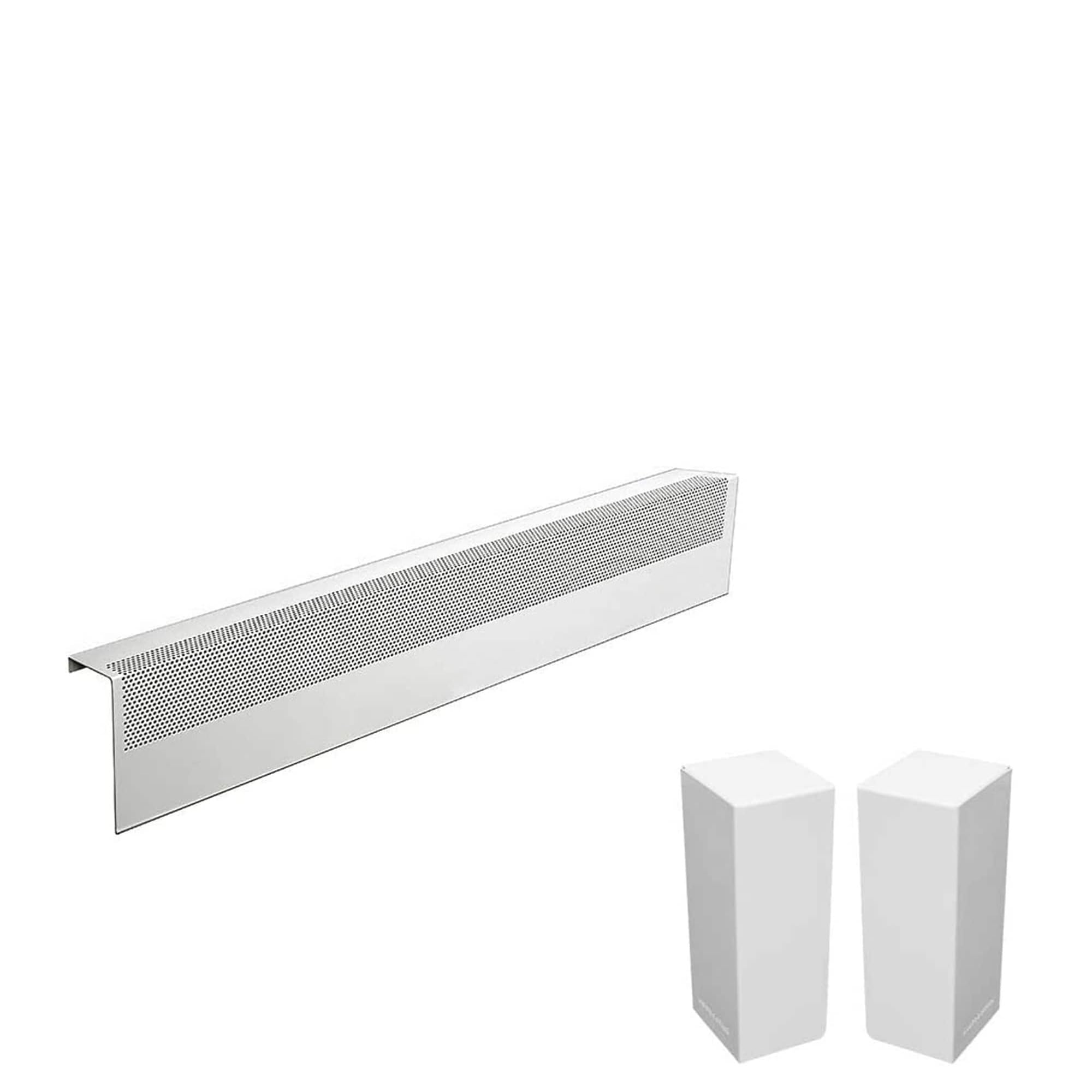 Baseboarders Basic Series 3 ft (36 in) Galvanized Steel Slip-On Baseboard Heater Cover + Left & Right Endcaps, Rust Resistant, White, for Hydronic Hot-Water Systems