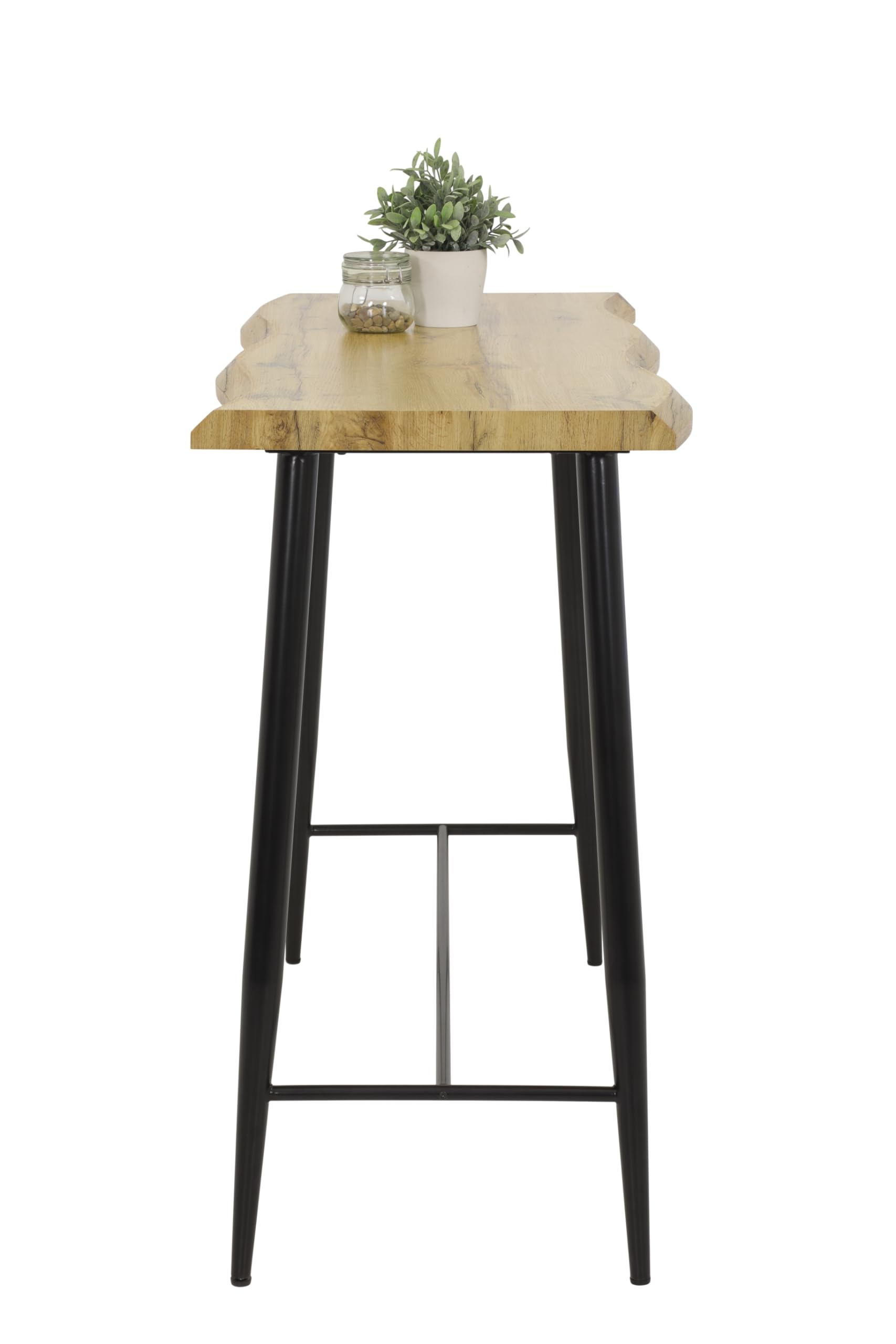 Hela Tische, Bartisch Bistotisch mit Baumkantenoptik Gabi, Dekor Wildeiche, Wabenplatte mit Melaminbeschichtung, Rundrohr-Metallgestell, 120x60cm