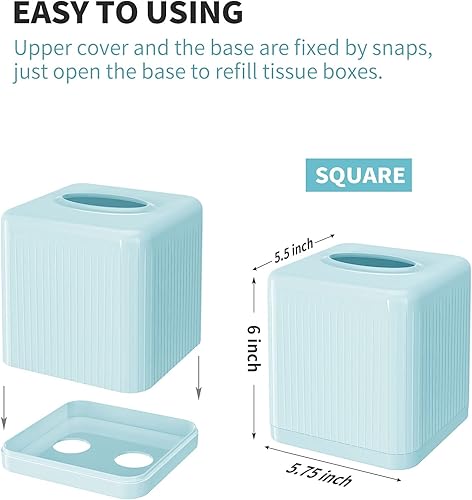 Miniatura 7 de Livelab Cubierta y soporte para caja de pañuelos, dispensador de pañuelos decorativo cuadrado de plástico, estilo cubo moderno, para baño, sala de