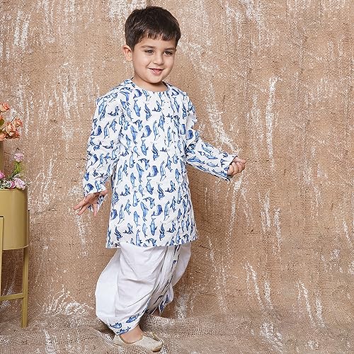 Image of AJ DEZINES Kids Ethnic Wear Pure Cotton Dhoti Kurta Set For Boys