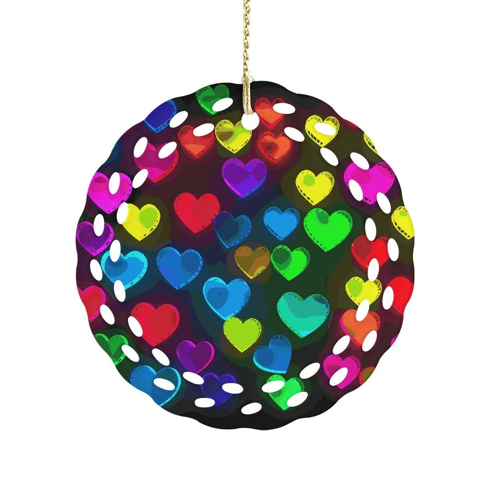 Wsoihfec Women's Style Rainbow Hearts Hanging Ornament 3 Inch Round,1-Pack,Xmas Decor -Two-Sided Printed,Friend Ornament Gifts For Friends Coworker Sisters