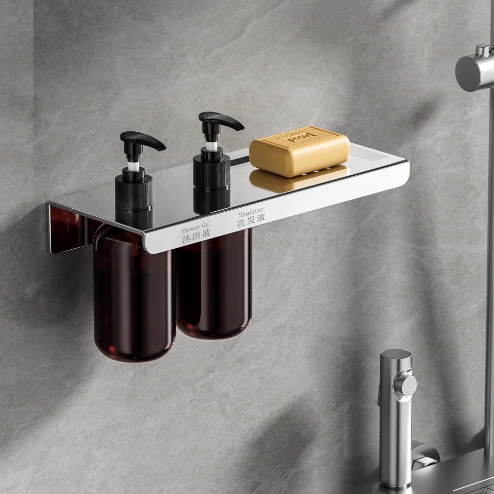 Dispensador de jabón de acero inoxidable montado en la pared con depósito de plástico transparente para facilitar el relleno, solución de almacenamiento duradera, diseño translúcido para controlar los