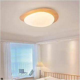 Générique Bedroom Light Nordic Original Wood Grain Color Ceiling Light Modern Minimalist and Creative LED Restaurant Lighting(Wood color,D38cm)