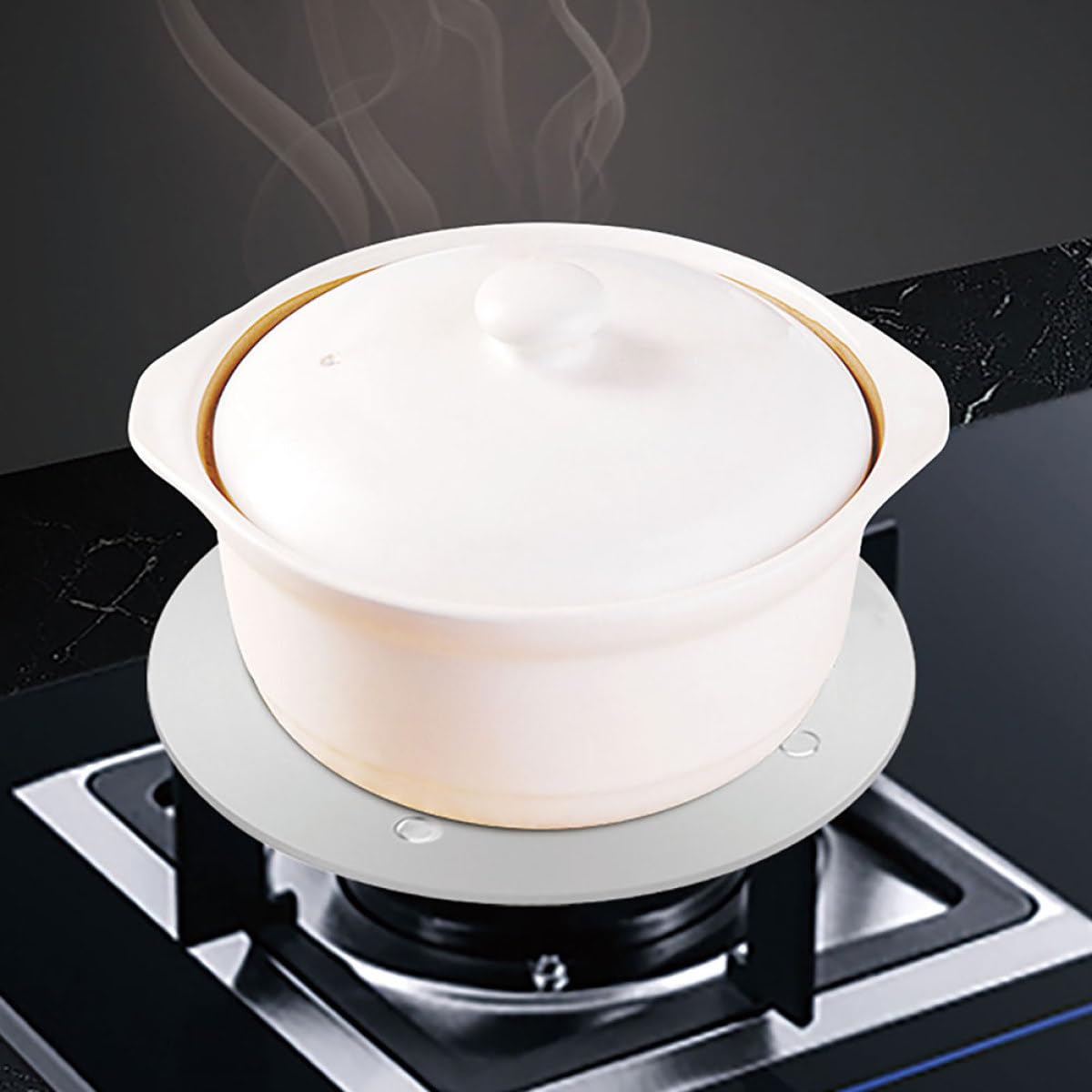 Placa Difusora de Calor para Cocina de Gas y Vitrocerámica Adaptador de Acero Inoxidable 160Mm X 34Mm Protector de Estufa para Ollas No Inducción Accesorio para Utensilios de